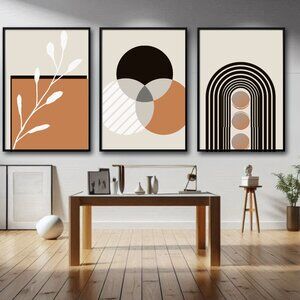 Modern Boho Canvas Art Prints l  Mid Century Abstract Wall Decor
